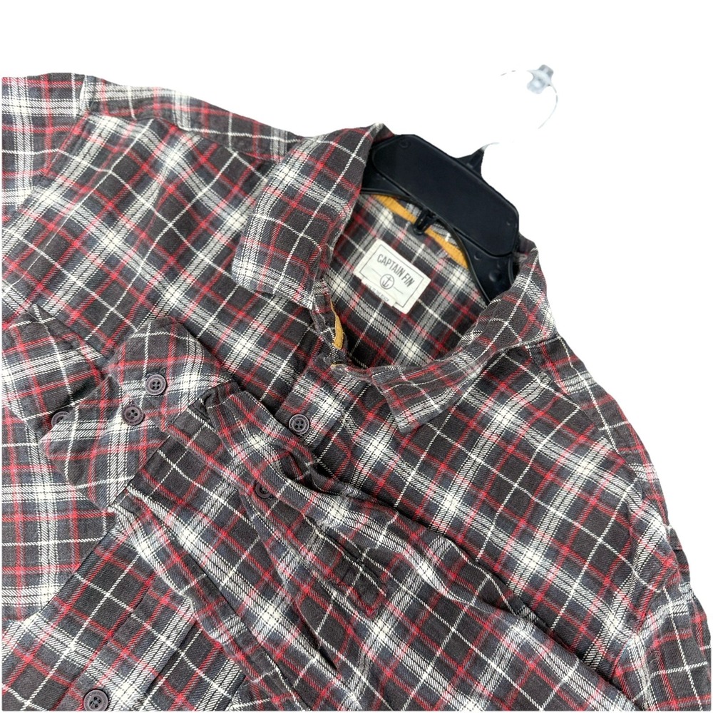 Captain Fin Mens Multicolor Plaid Flannel L/S Button Up Fall‎ Shirt Large